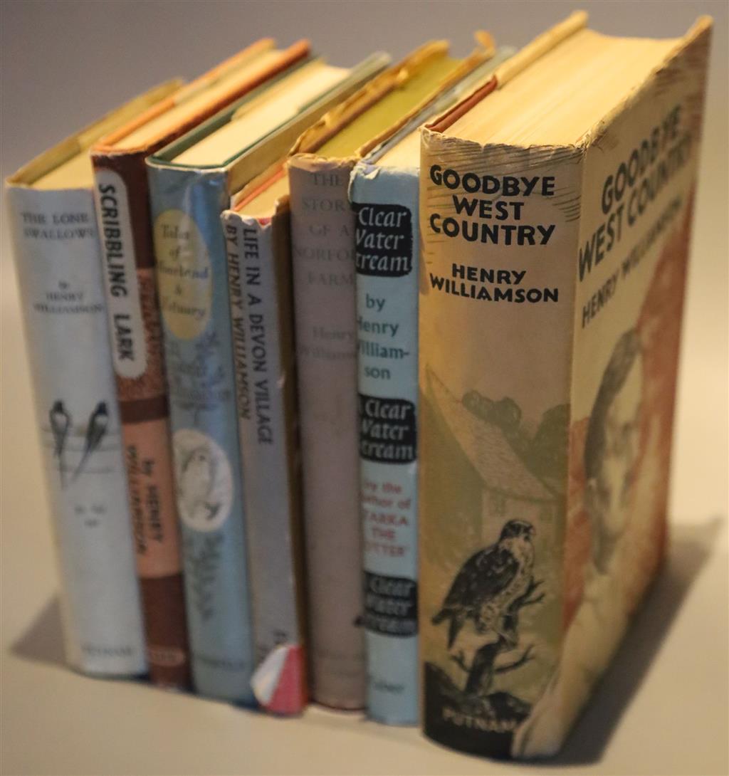 Williamson, Henry - Goodbye West Country, first edition, photo plates, gilt cloth and dust wrapper, 1934; Williamson, Henry - The Lone